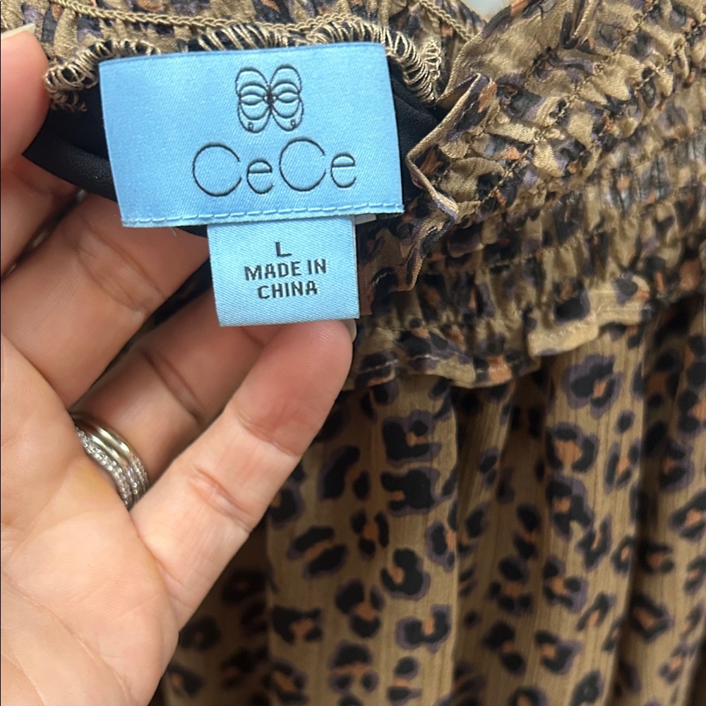 CeCe Animal Print Ruffle Sleeve Blouse - Picture 2 of 2